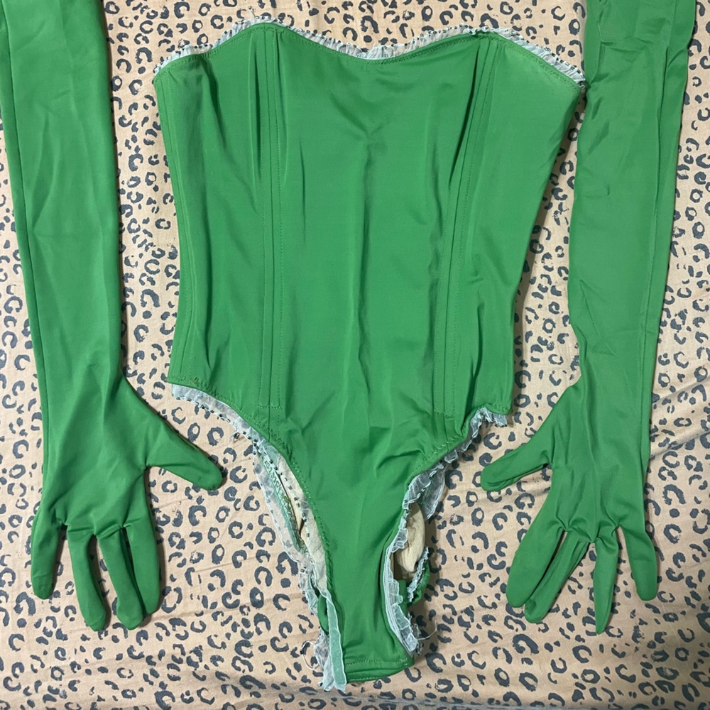 Green Cosplay One Piece Bunny Suit with gloves